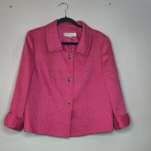 Tahari Arthur S. Levine Women's Pink Barbiecore Blazer, Size 14
